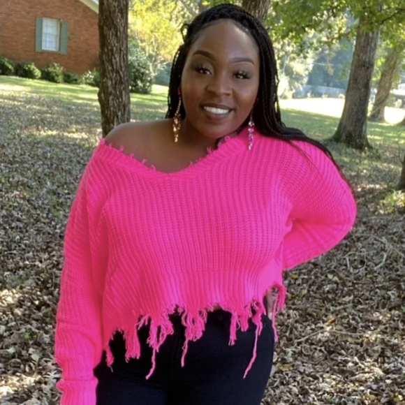 Pink Cropped Sweaters